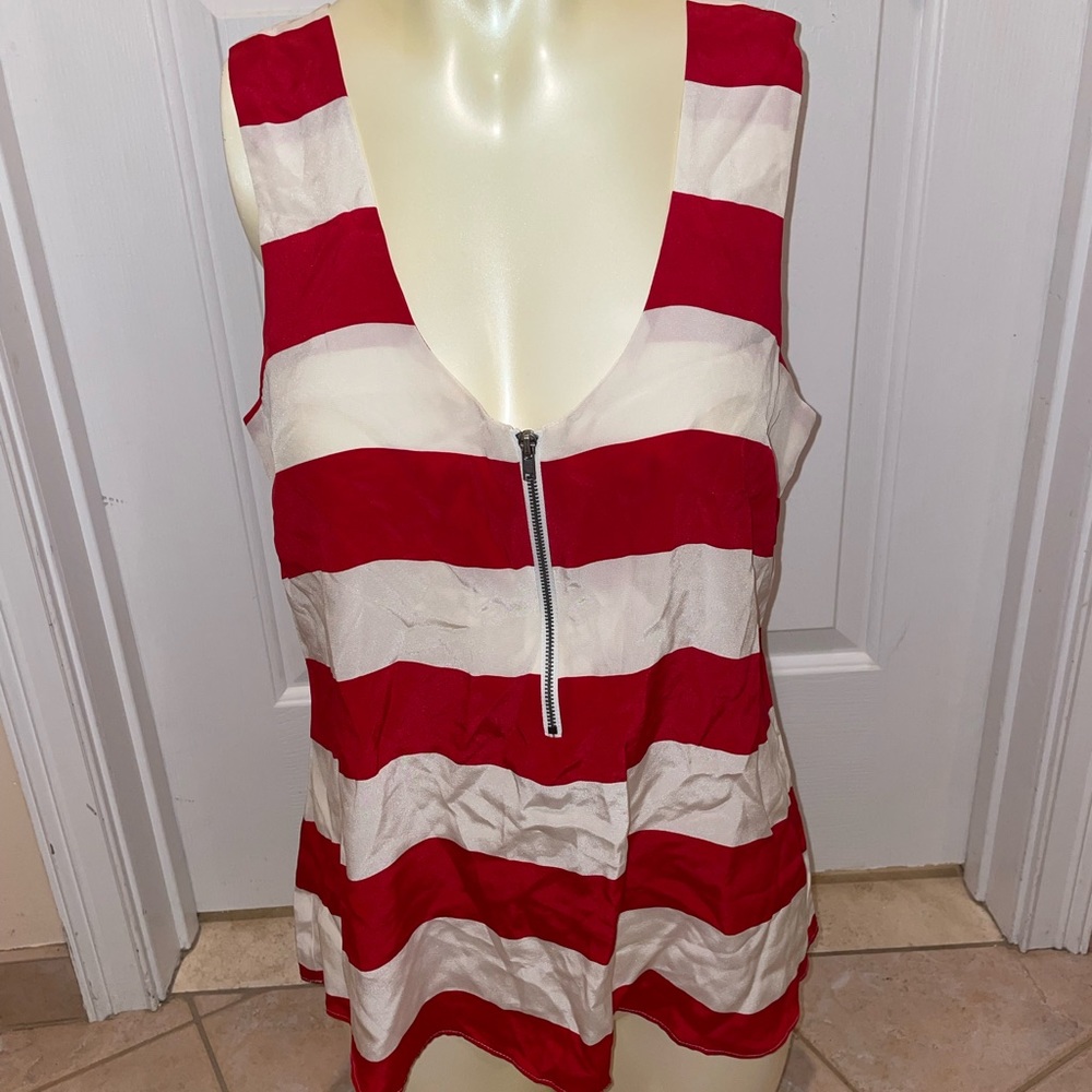 NEW Gemma Silk Tank Top Blouse Stripe Large L
